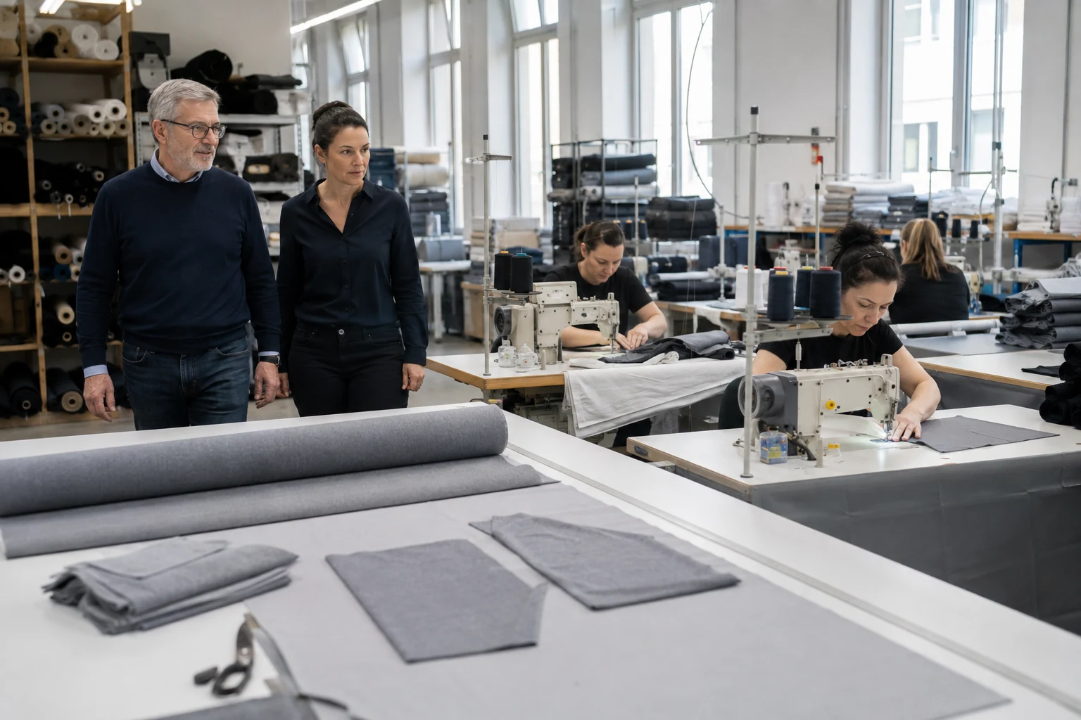 Team bei der Arbeit in einem Modeatelier